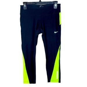 Nike Dri-Fit Crop Workout Leggings Bright Yellow Accent